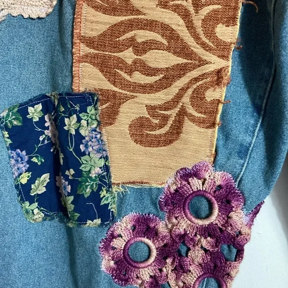 Upcycled Patchwork Bloomers One Size S-L Reworked Boho Hippie Frayed OOAK Unique - Picture 12 of 16